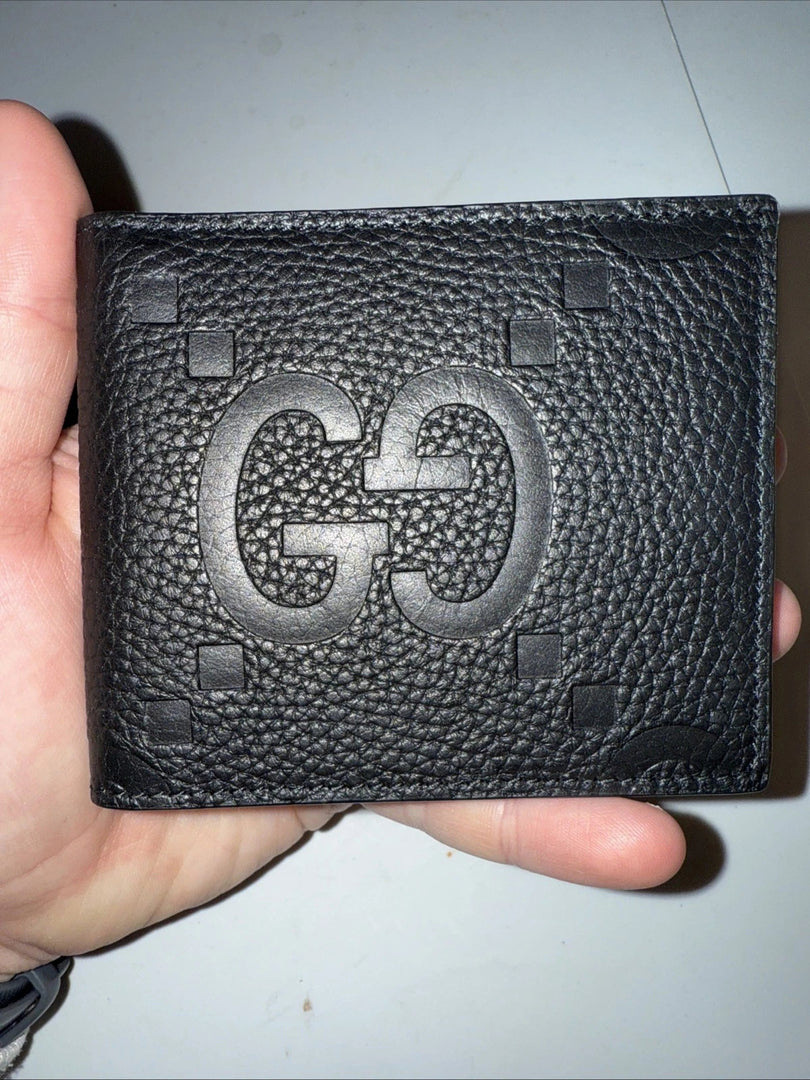 Gucci Jumbo GG Black Italian Leather Bi-Fold Wallet – New Authentic Designer Wallet | 70% OFF + Free 3–5 Day USA Shipping