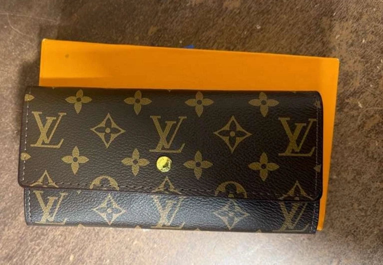 Authentic Louis Vuitton LV Monogram Brown Coated Canvas Sarah Long Wallet – Luxury Designer Women’s Organizer | Free 3–5 Day USA Shipping
