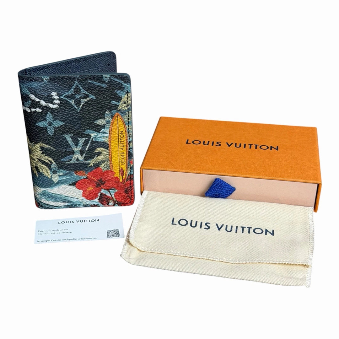 NEW Louis Vuitton Pocket Organizer Monogram Surfin’ Blue Bifold Wallet – Limited Edition Designer Luxury | Free 3–5 Day USA Shipping