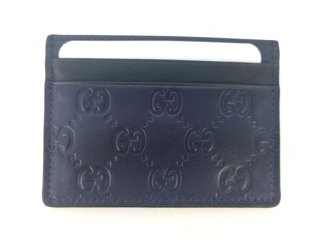 Gucci Guccissima Dark Blue Black Leather Card Case – Luxury Designer Slim Wallet Card Holder for Men & Women | 70% OFF + Free 3–5 Day USA Shipping