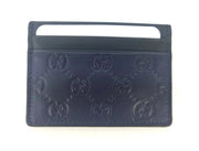 Gucci Guccissima Dark Blue Black Leather Card Case – Luxury Designer Slim Wallet Card Holder for Men & Women | 70% OFF + Free 3–5 Day USA Shipping