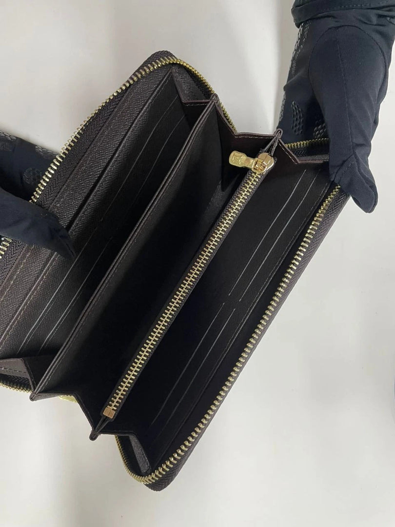 Louis Vuitton Damier Ebene Zippy Zip Around Long Wallet – Authentic Brown Designer Luxury Purse | Free 3–5 Day USA Shipping